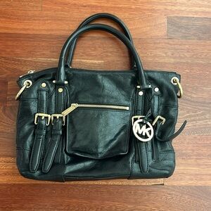 MICHAEL BY MICHAEL KORS black leather satchel